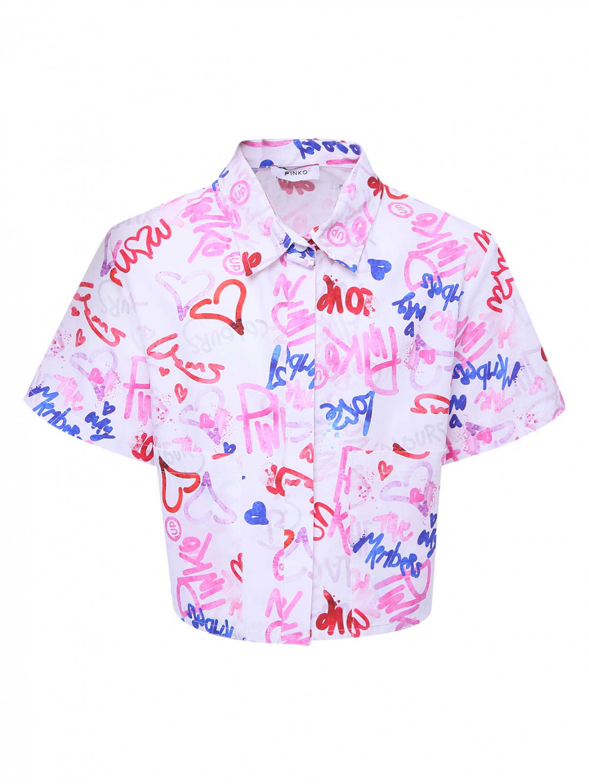 Рубашка из хлопка с узором PINKO  –  Общий вид  – Цвет:  Узор