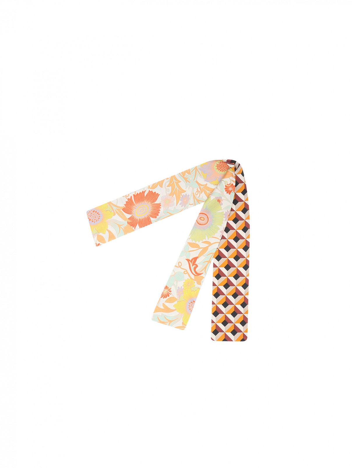 Двусторонний шарф из шелка Max Mara  –  Общий вид  – Цвет:  Мультиколор