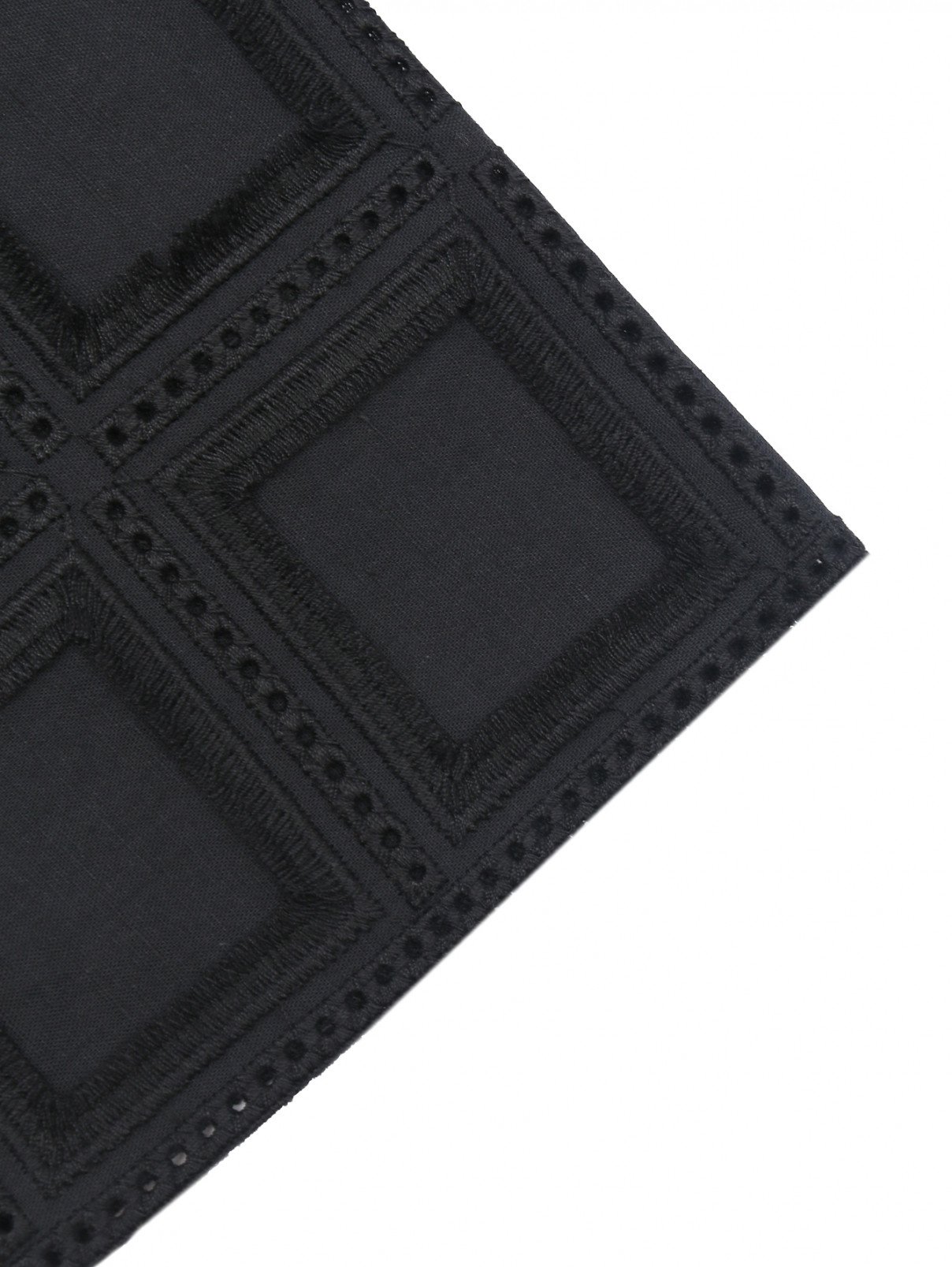 Платье из льна и хлопка с вышивкой и бахромой Alpha Studio  –  Деталь1  – Цвет:  Черный