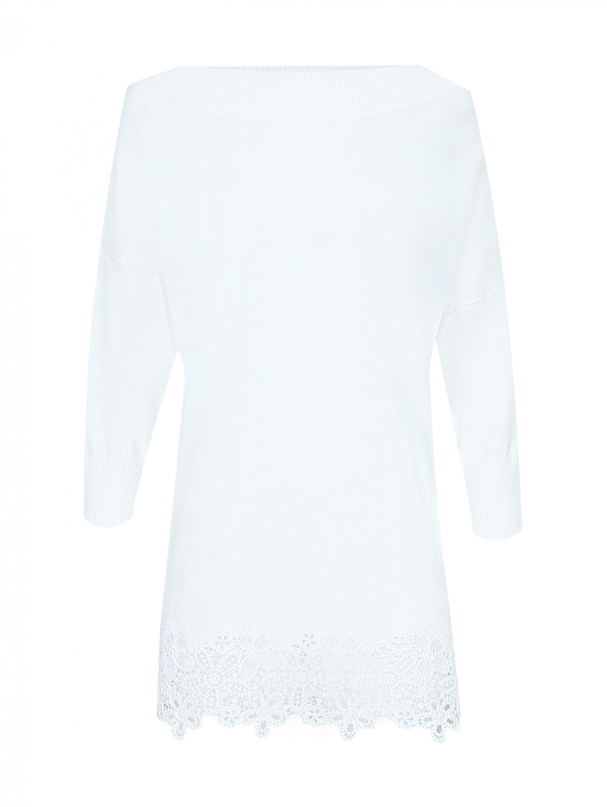 Трикотажный джемпер с вышивкой Ermanno Scervino  –  Общий вид  – Цвет:  Белый