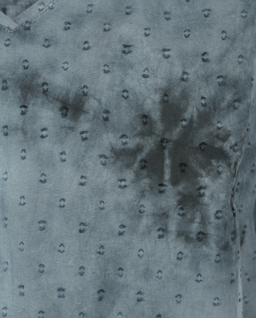 Блуза из хлопка с V-образным вырезом и короткими рукавами - Деталь
