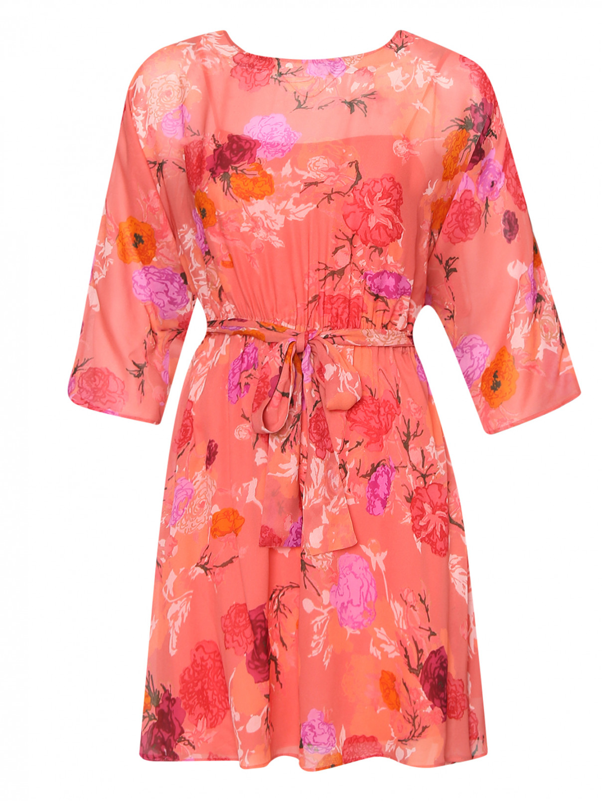 Платье-мини с узором Max&Co  –  Общий вид  – Цвет:  Розовый