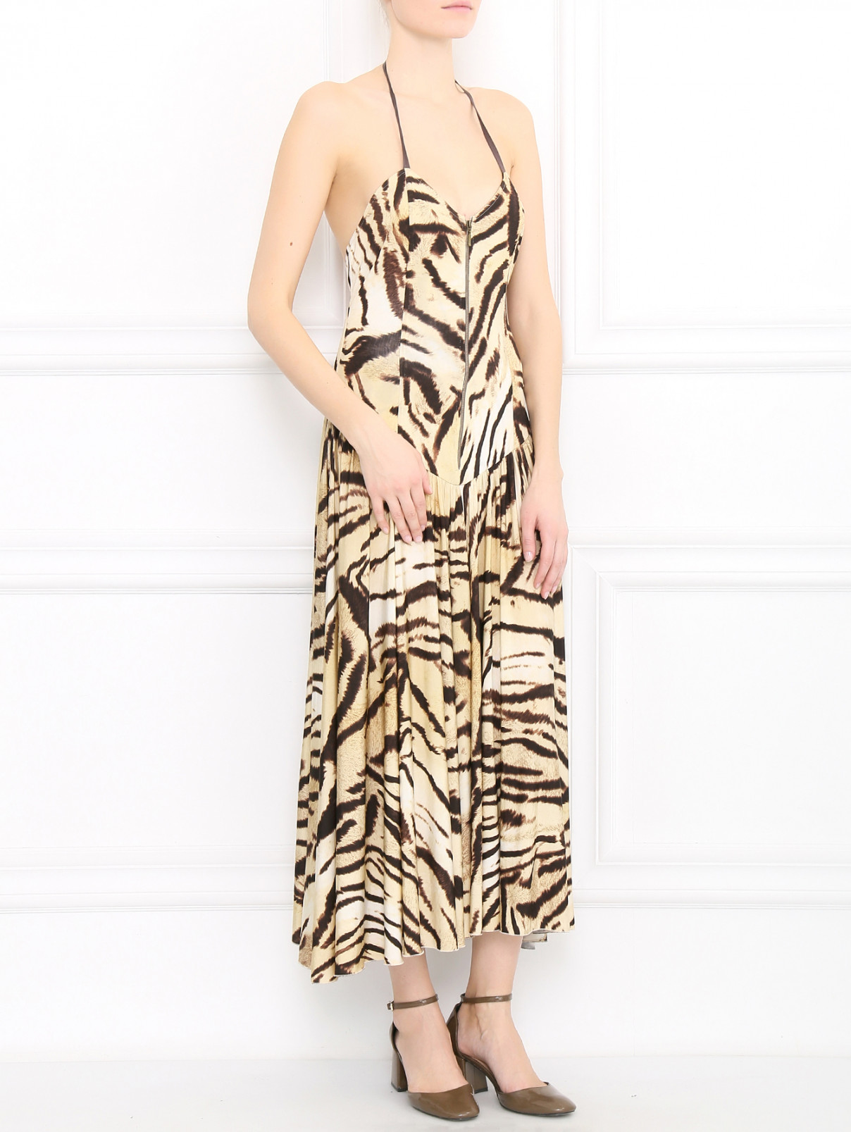Платье-миди с узором и вырезом на спине Mariella Burani  –  Модель Общий вид  – Цвет:  Узор