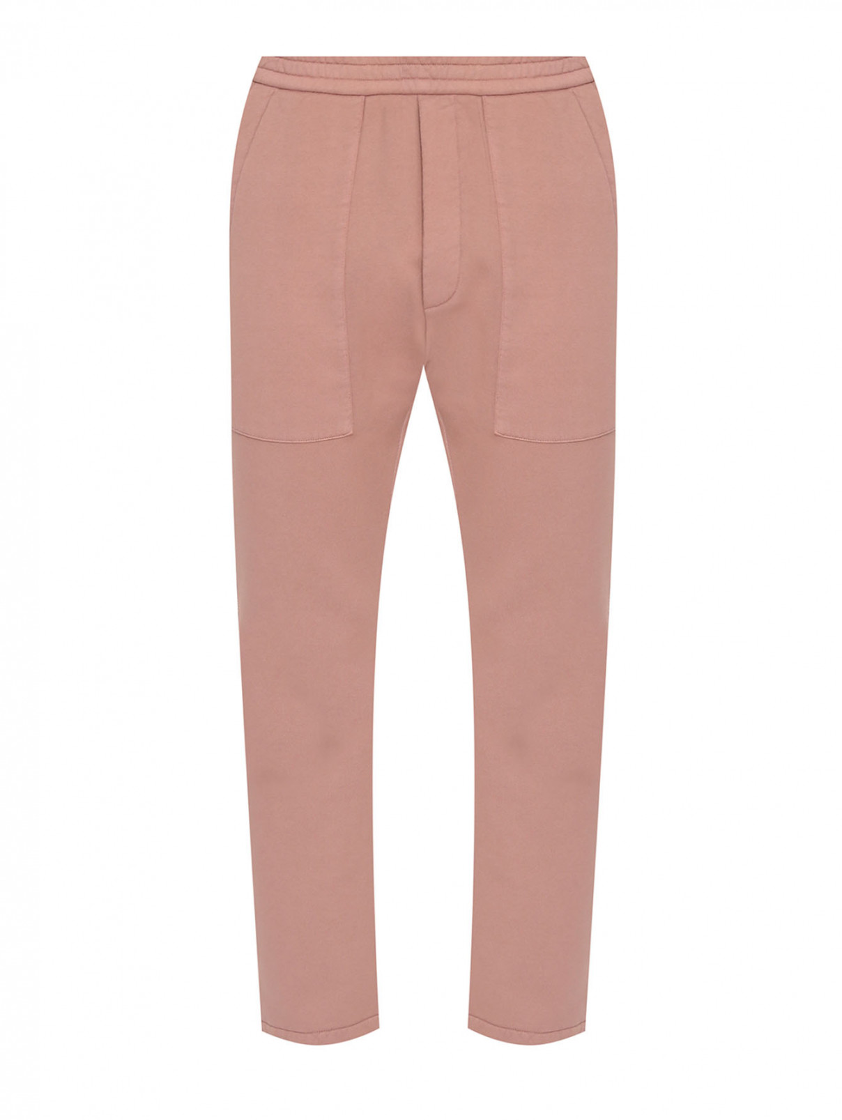 Однотонные брюки из хлопка на резинке Barena  –  Общий вид  – Цвет:  Розовый