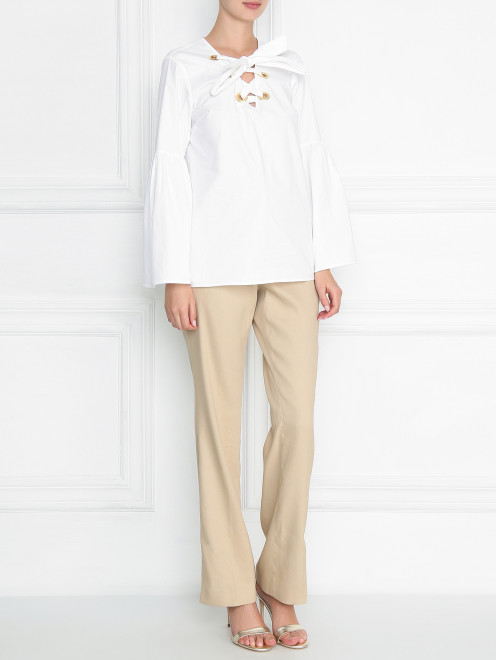 Блуза из хлопка с металлической фурнитурой Michael by Michael Kors - МодельОбщийВид
