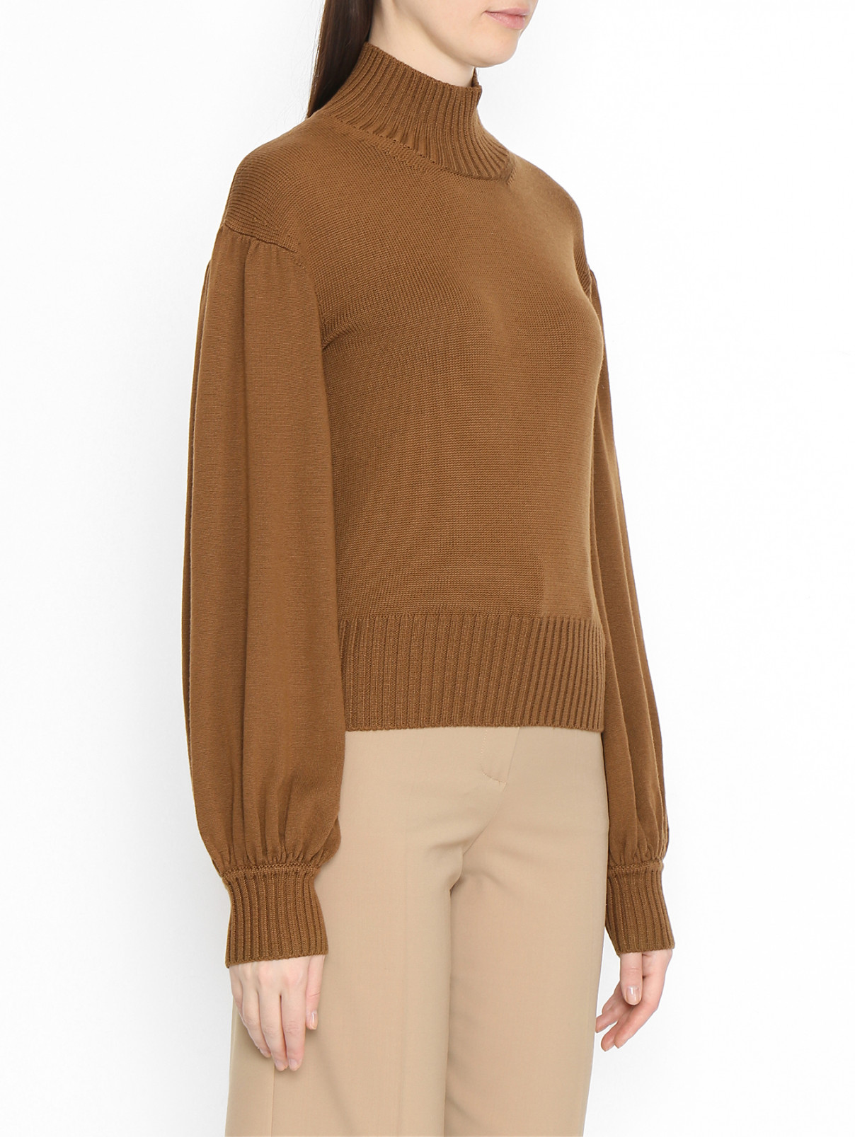 Однотонный джемпер из шерсти Max Mara  –  МодельВерхНиз  – Цвет:  Коричневый