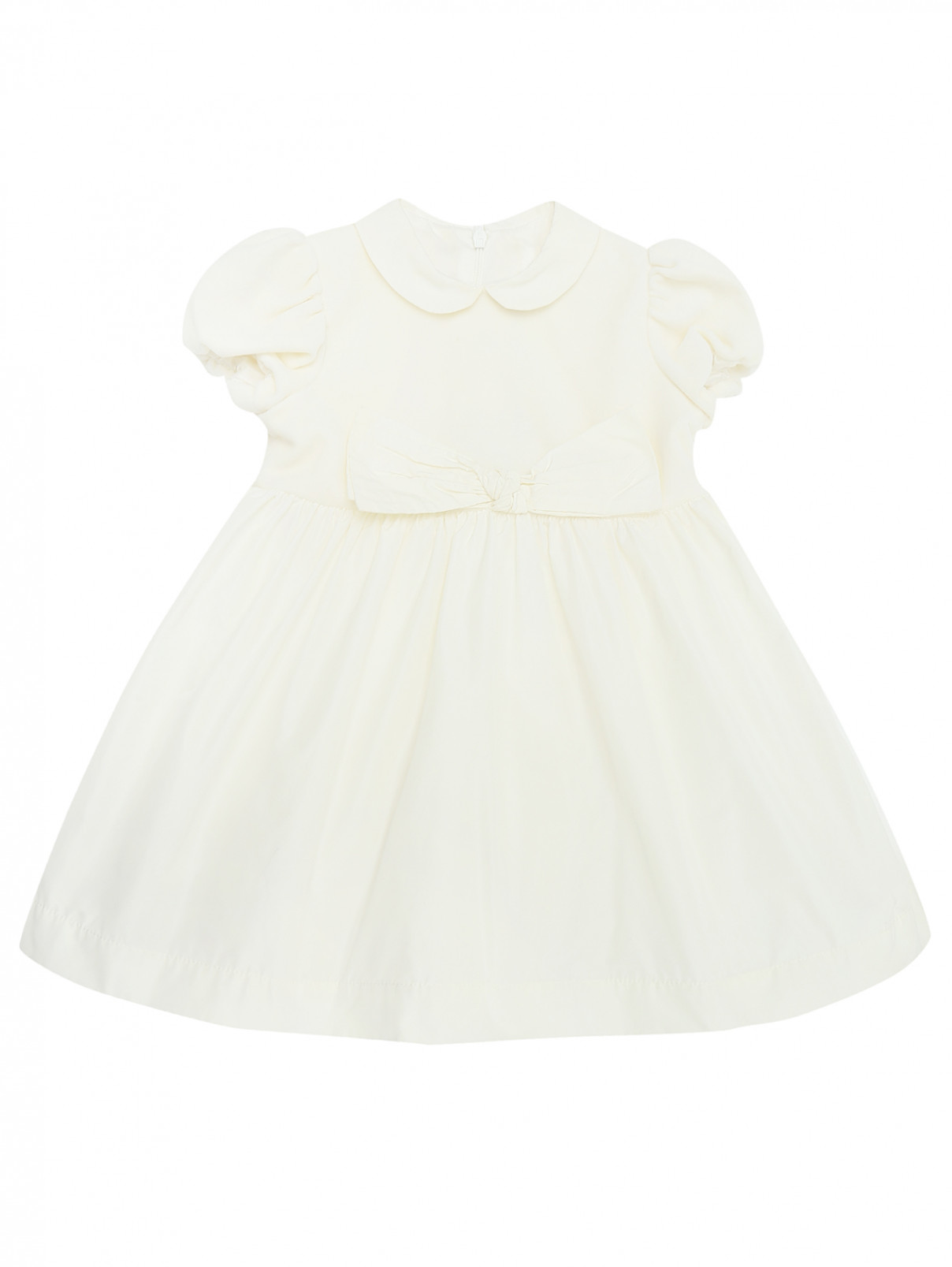 Платье бархатное с пышной юбкой Il Gufo  –  Общий вид  – Цвет:  Белый