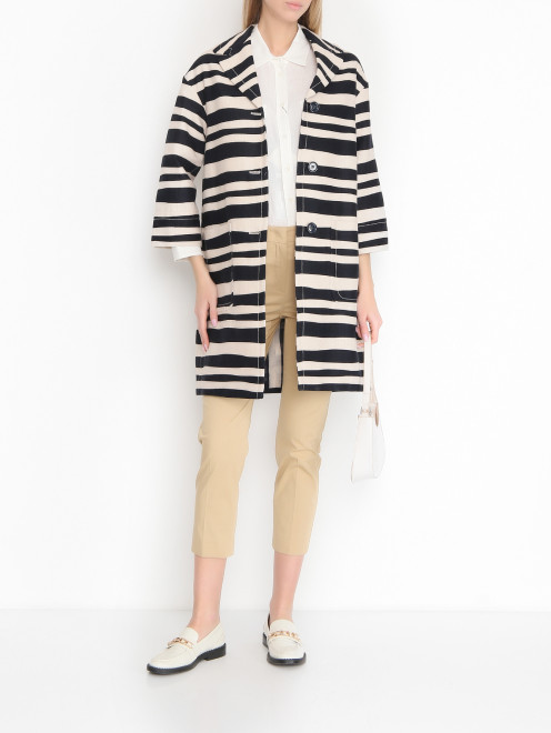 Пальто из хлопка в полоску  Max Mara - МодельОбщийВид