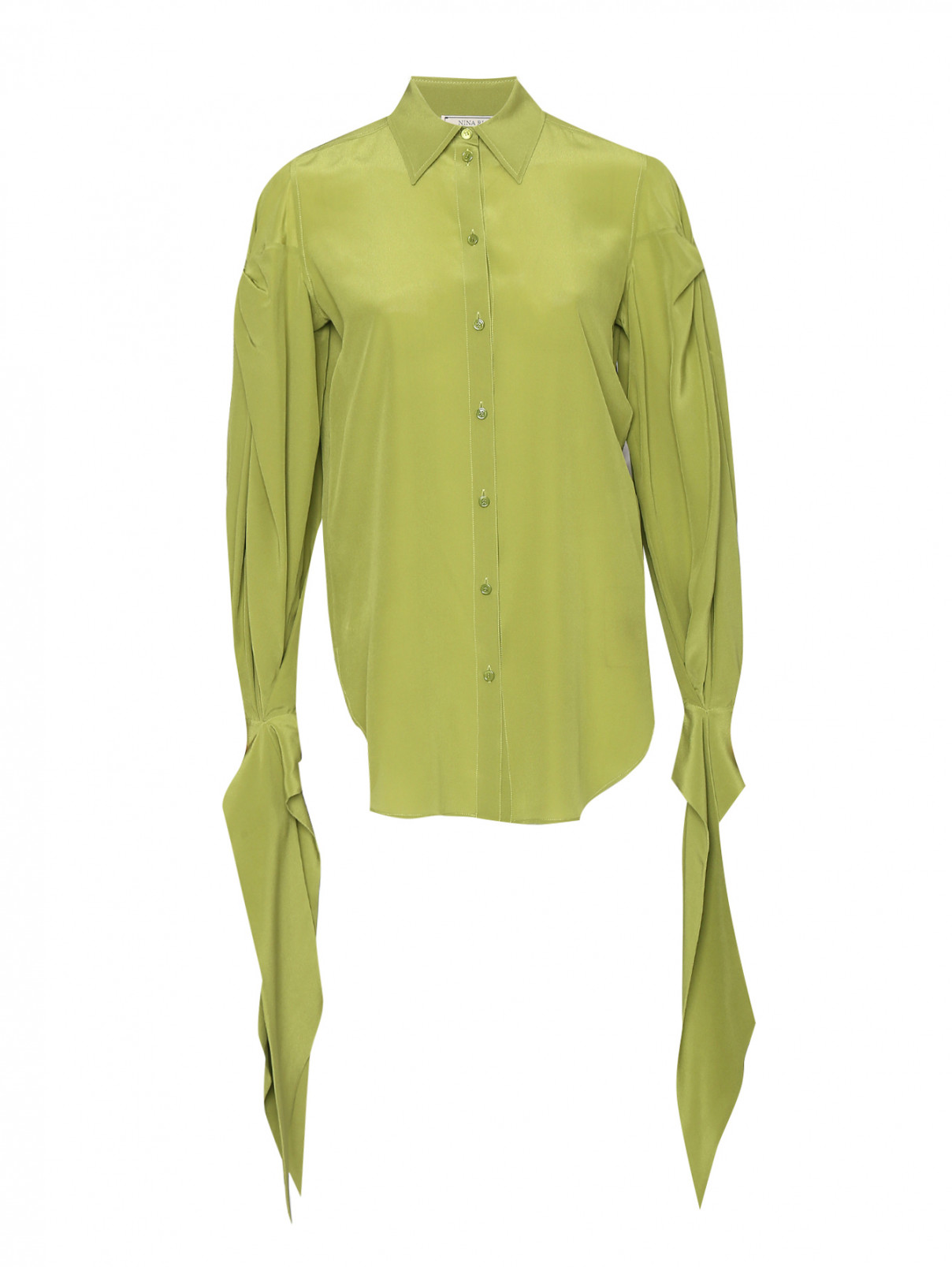 Блуза из шелка на пуговицах Nina Ricci  –  Общий вид  – Цвет:  Зеленый