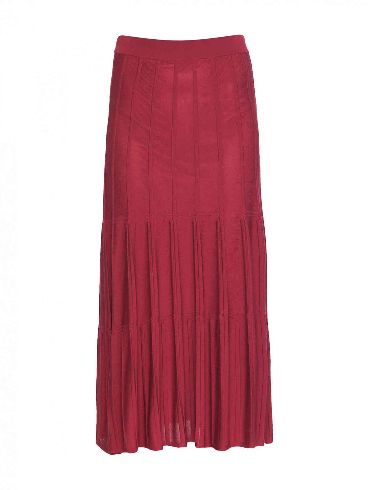 Трикотажная юбка-миди на резинке Max&Co  –  Общий вид  – Цвет:  Красный