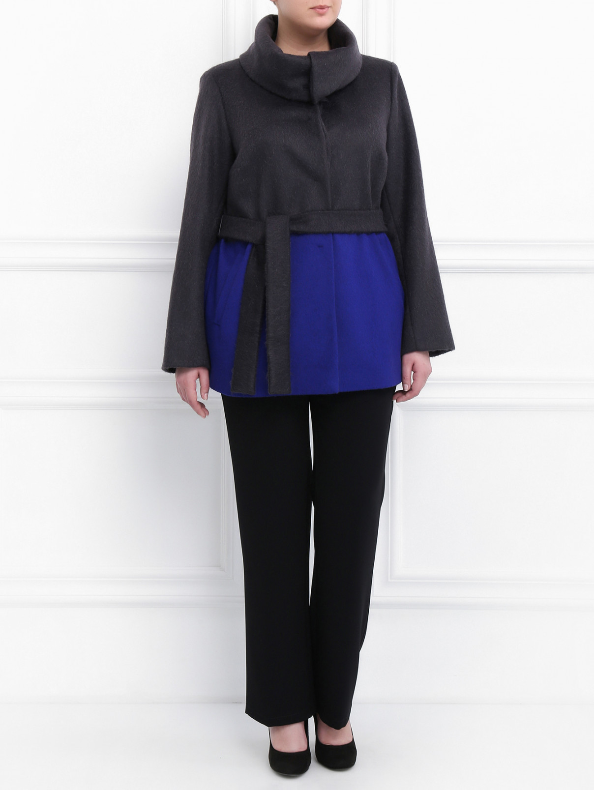 Пальто из шерсти и мохера Marina Rinaldi  –  Модель Общий вид  – Цвет:  Серый