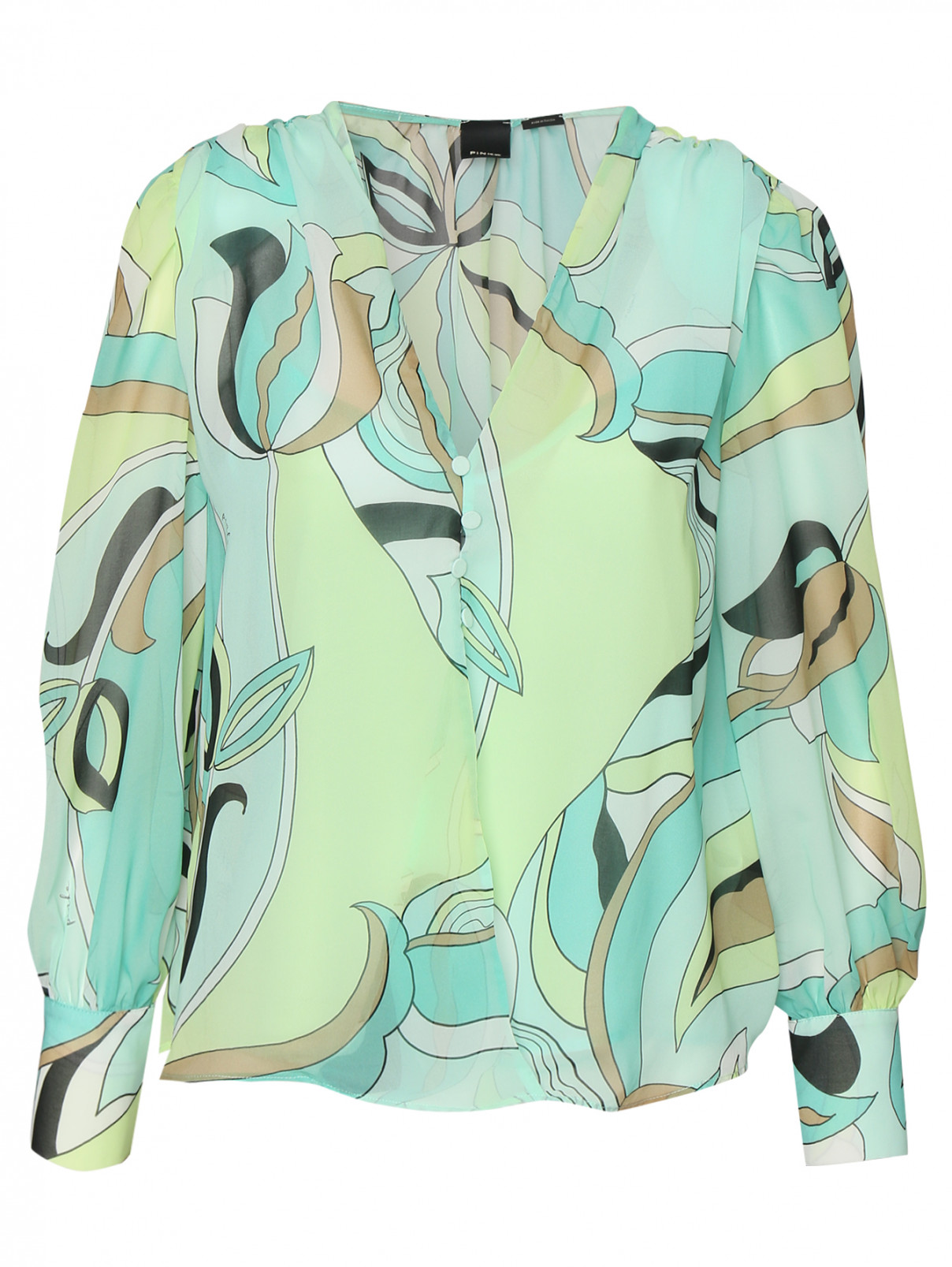 Блуза с узором и подплечниками PINKO  –  Общий вид  – Цвет:  Узор