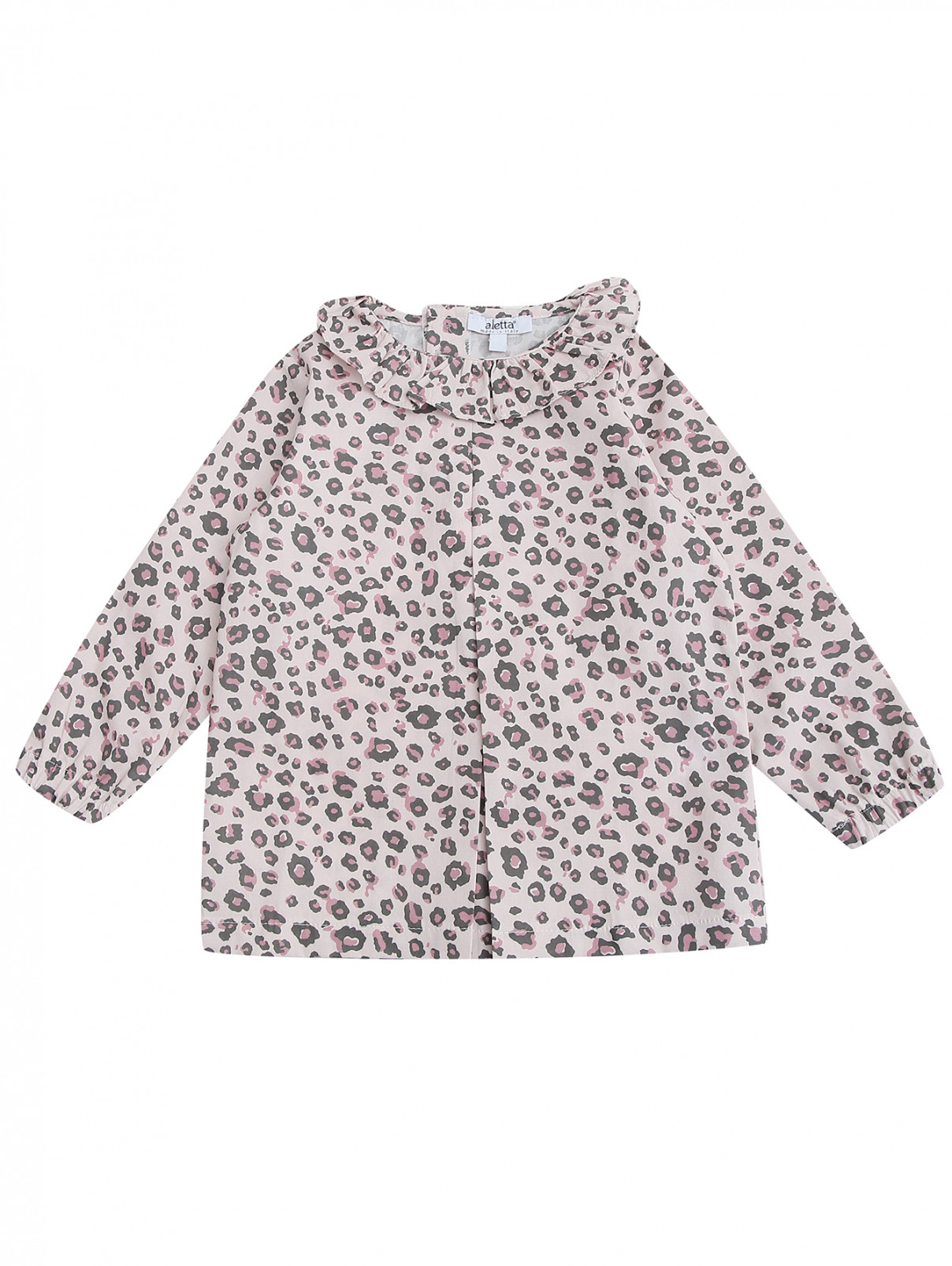 Блуза хлопковая с ажурным воротничком Aletta  –  Общий вид  – Цвет:  Розовый