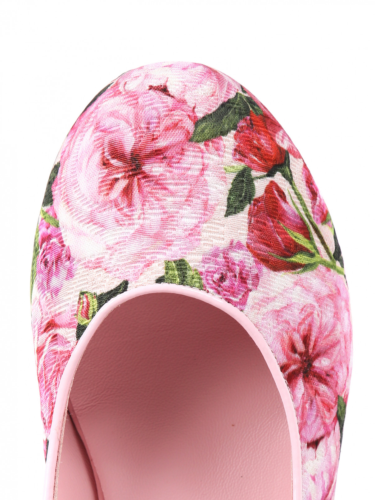 Балетки из кожи с узором Dolce & Gabbana  –  Обтравка3  – Цвет:  Розовый