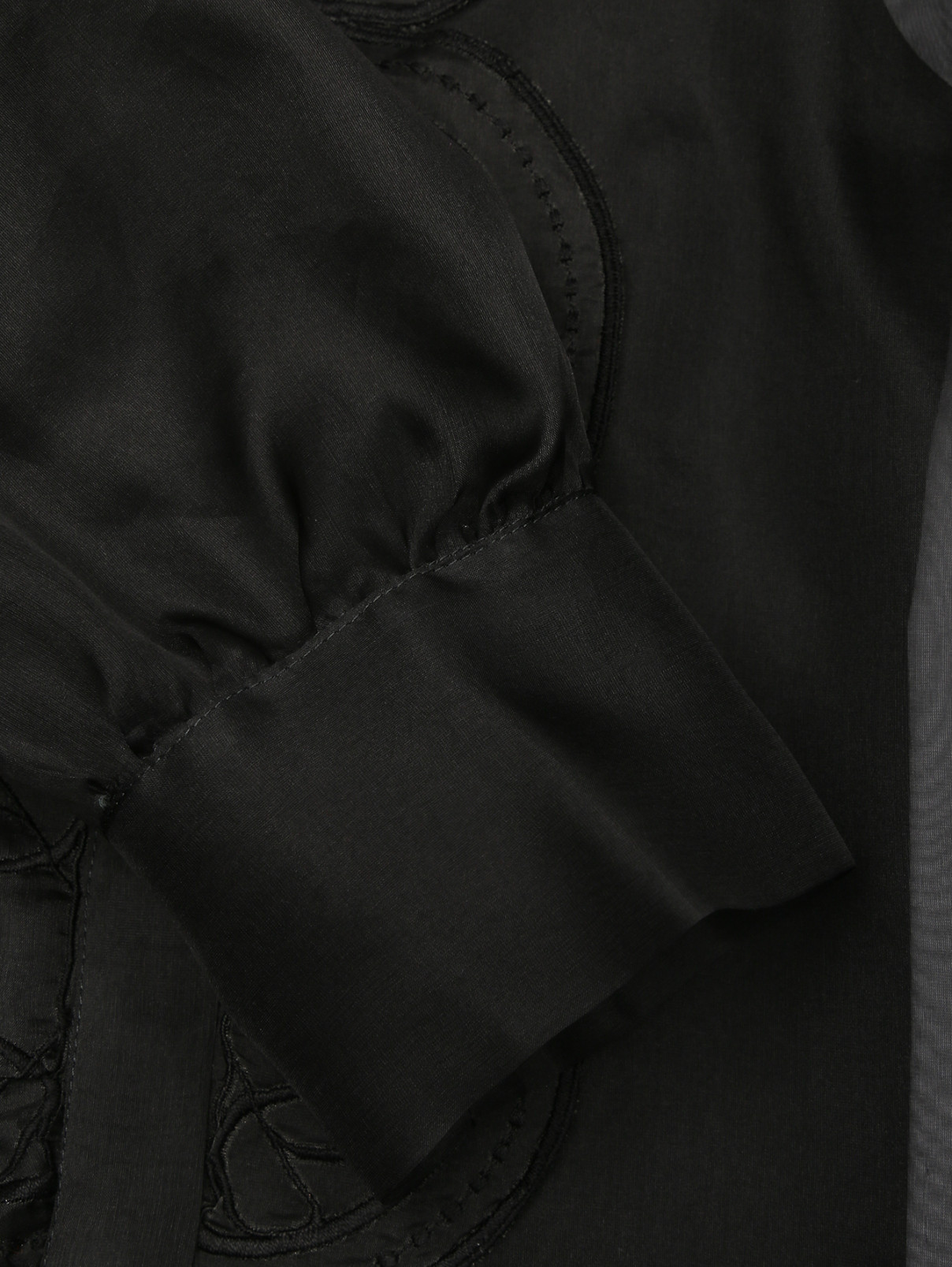 Полупрозрачная блуза из шелка Elie Saab  –  Деталь  – Цвет:  Черный