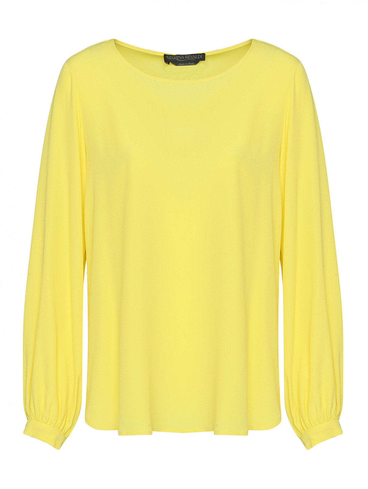 Блуза прямого кроя со сборкой на рукавах Marina Rinaldi  –  Общий вид  – Цвет:  Желтый