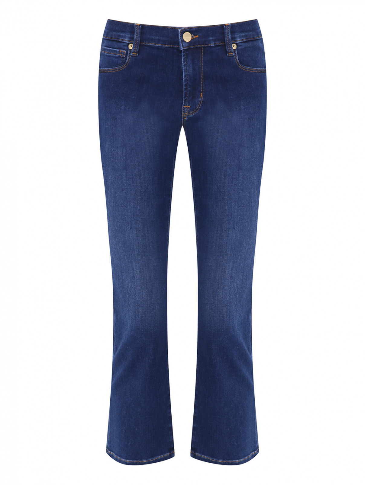 Укороченные джинсы с декором Love Moschino  –  Общий вид  – Цвет:  Синий