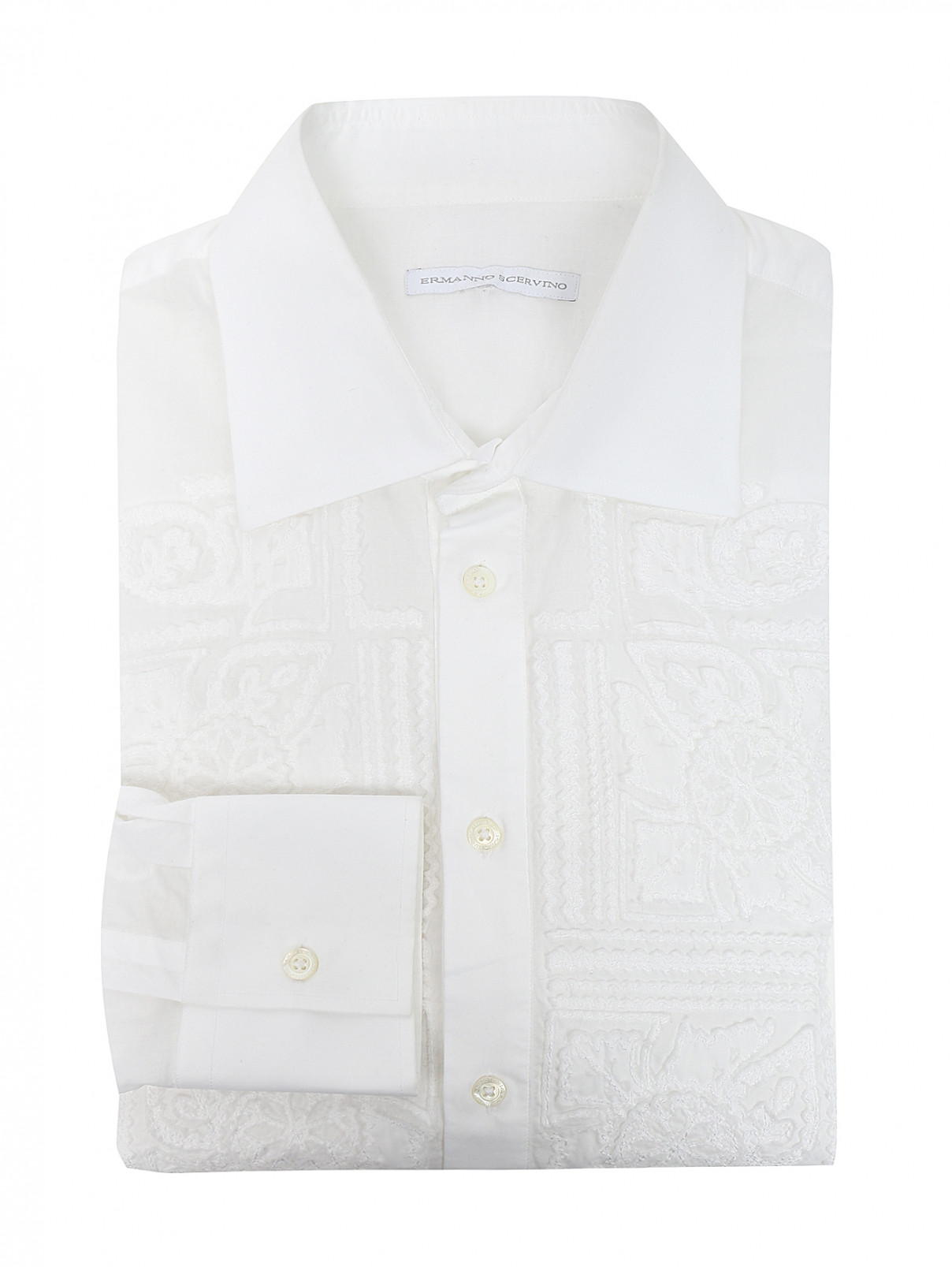 Рубашка из хлопка с аппликацией Ermanno Scervino  –  Общий вид  – Цвет:  Белый