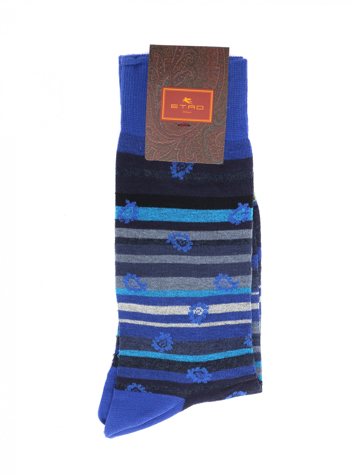 Носки из хлопка с узором Etro  –  Общий вид  – Цвет:  Синий