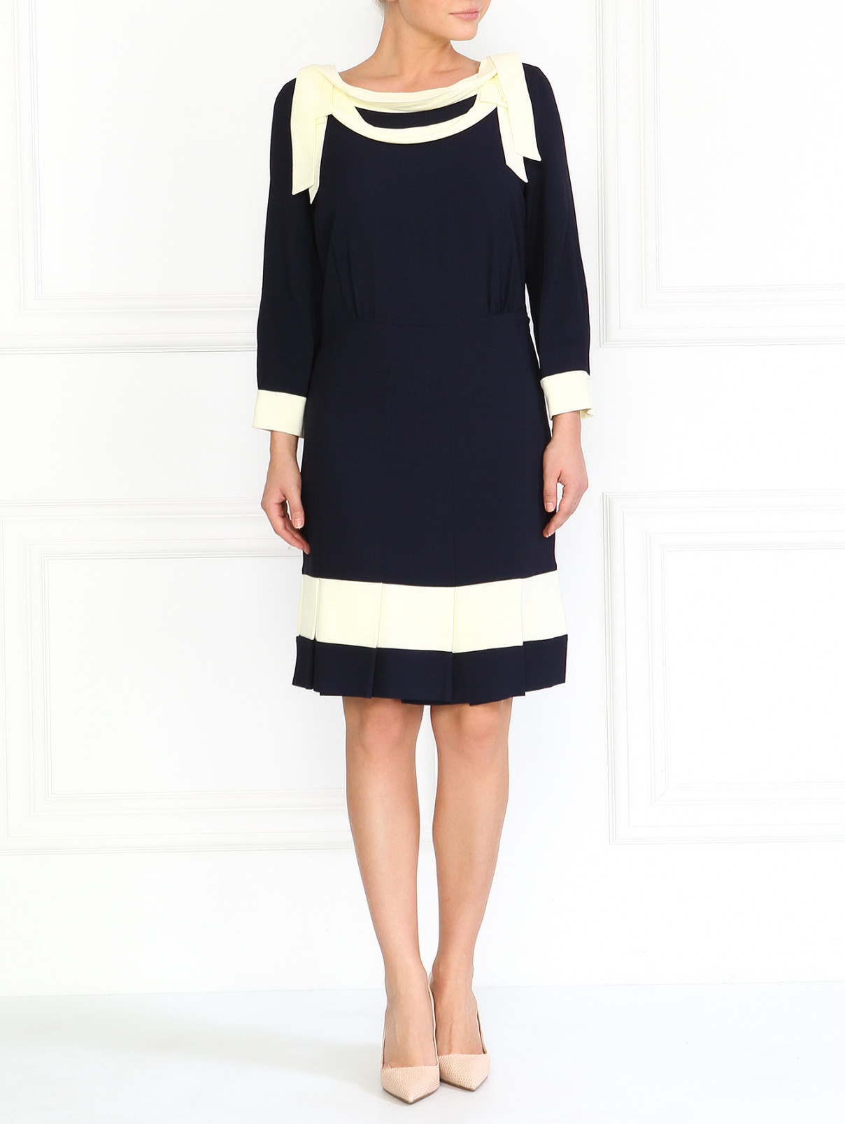 Платье с юбкой-плиссе Moschino  –  Модель Общий вид  – Цвет:  Черный