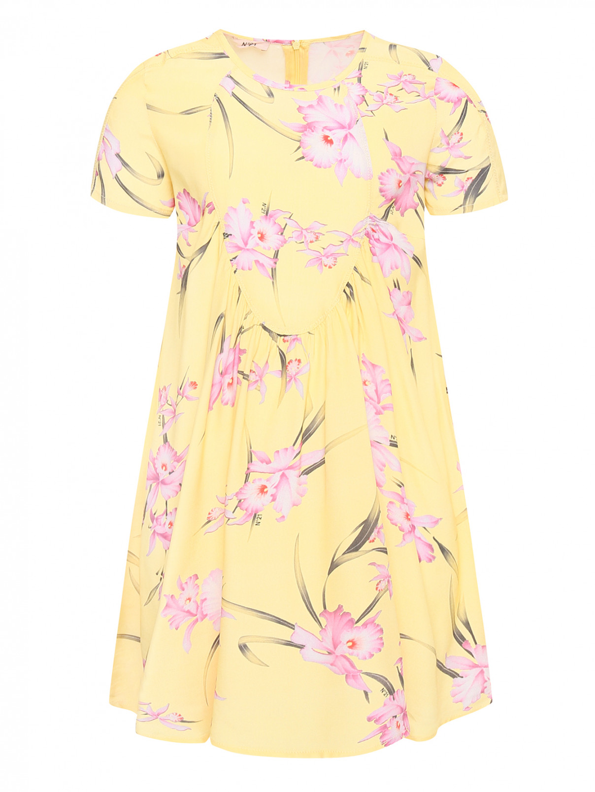 Платье из вискозы с цветочным узором N21  –  Общий вид  – Цвет:  Узор