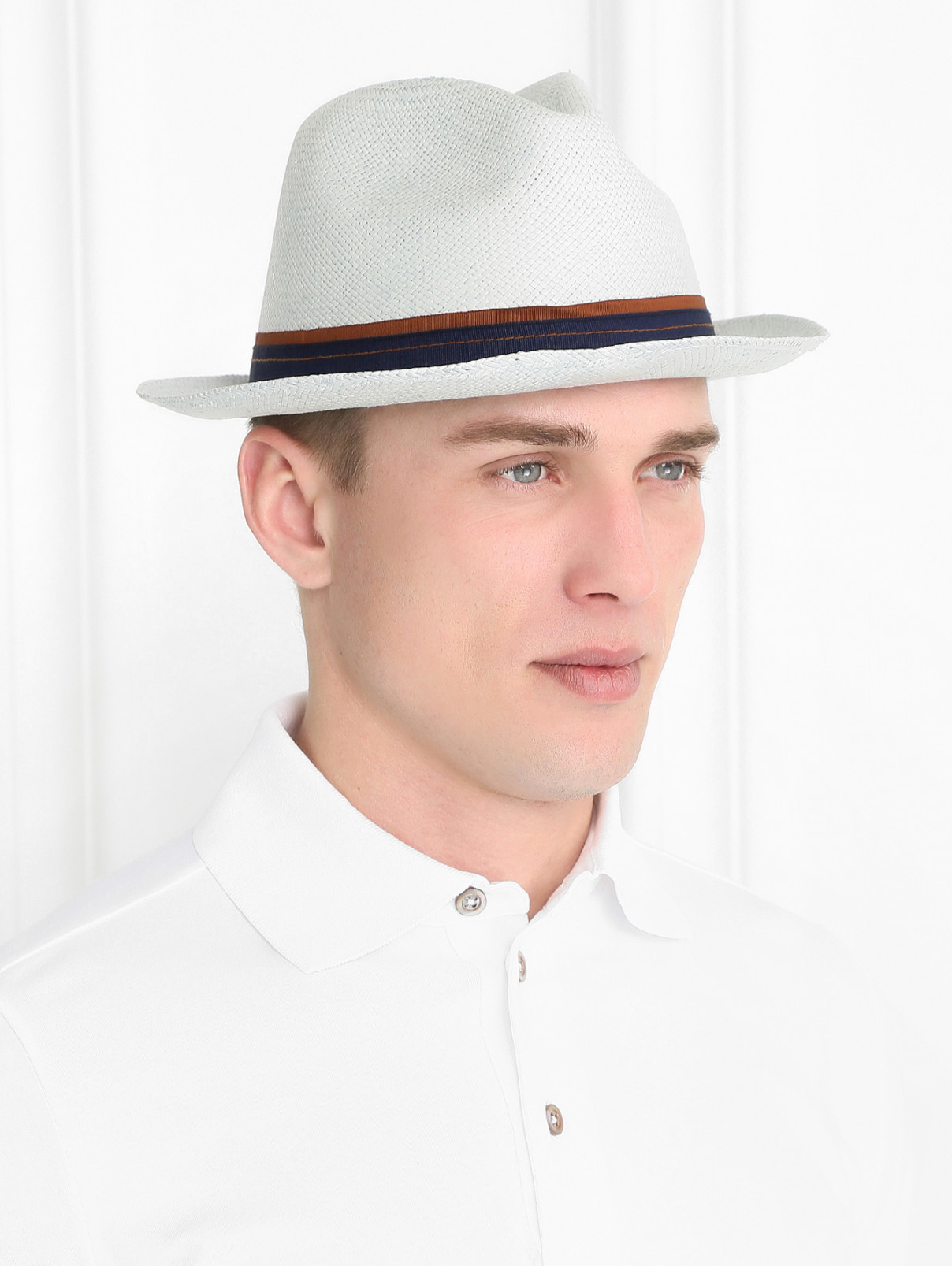 Шляпа соломенная с контрастной вставкой Stetson  –  Модель Общий вид  – Цвет:  Синий