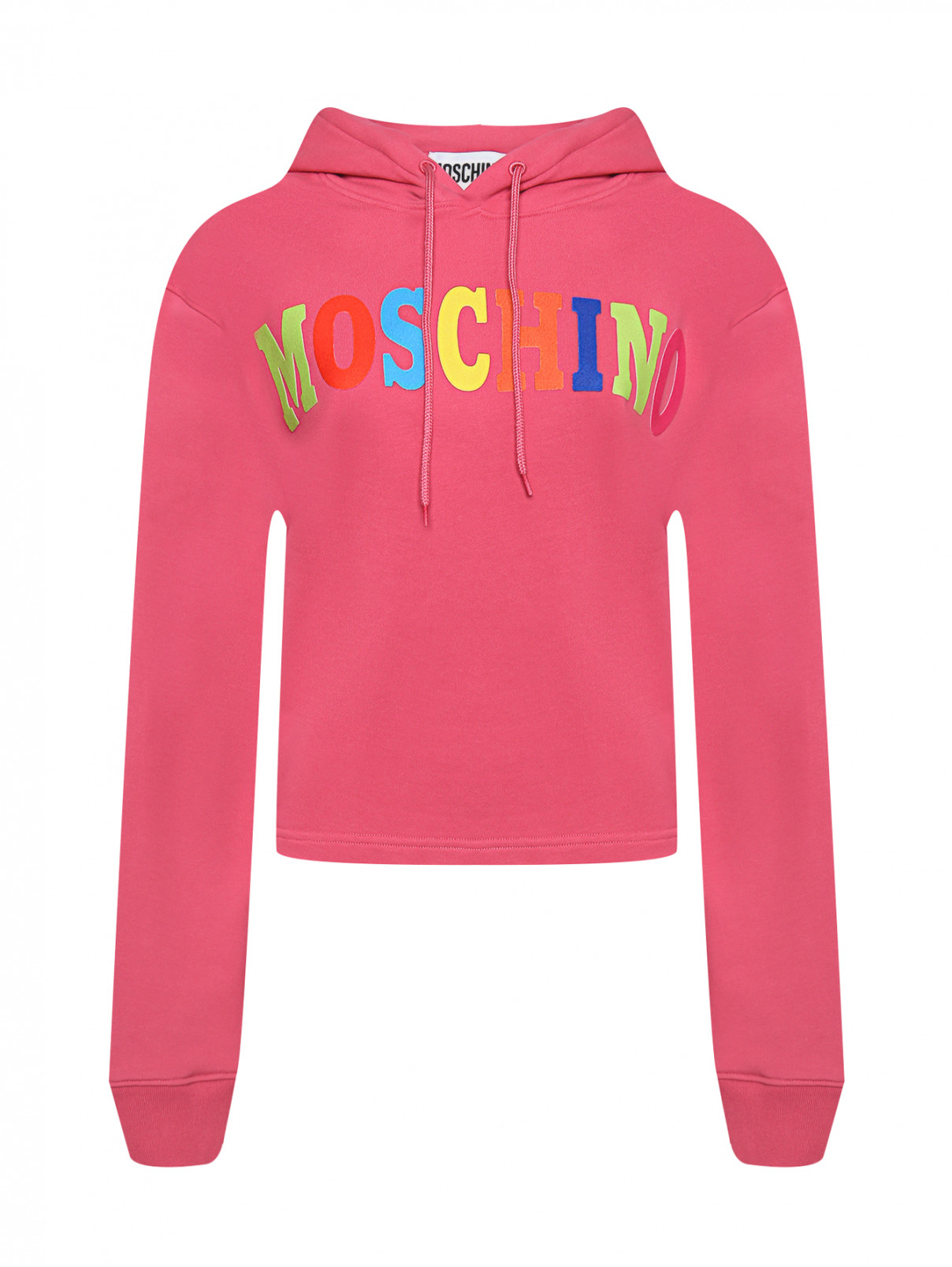 Толстовка с принтом и капюшоном Moschino  –  Общий вид  – Цвет:  Розовый