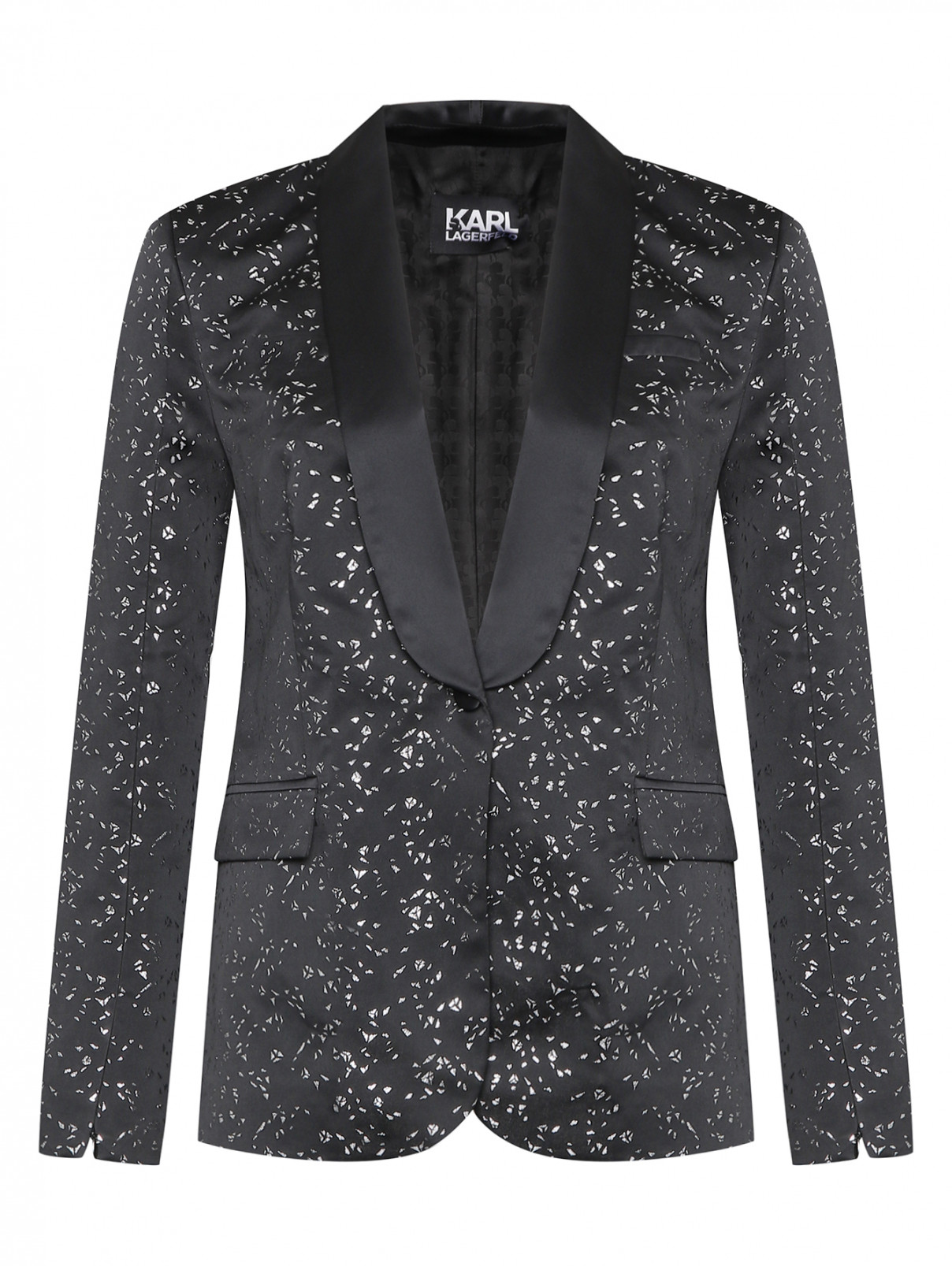 Пиджак с аппликацией и атласным воротником Karl Lagerfeld  –  Общий вид  – Цвет:  Черный