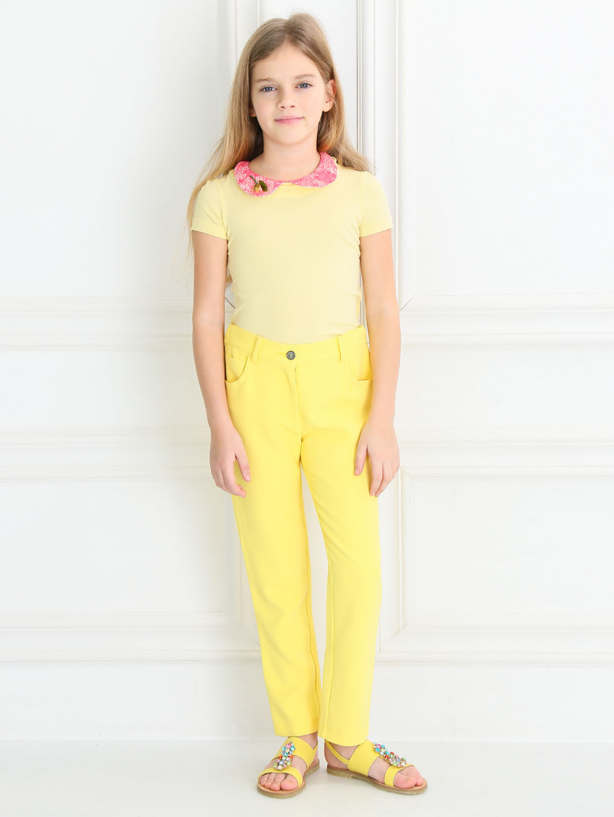 Брюки узкого кроя Dolce & Gabbana  –  Модель Общий вид  – Цвет:  Желтый