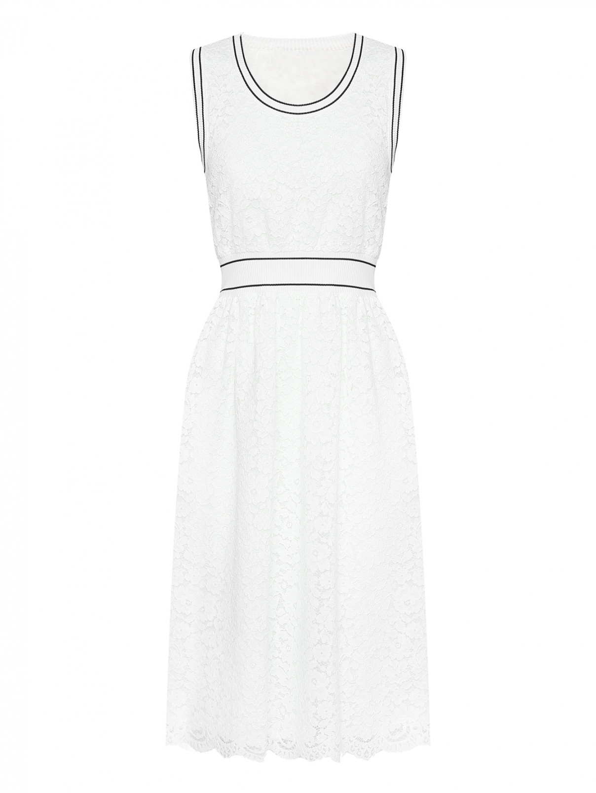 Платье-миди без рукавов Moschino Boutique  –  Общий вид  – Цвет:  Белый