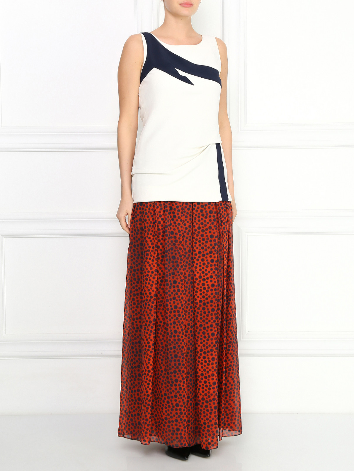 Шелковая юбка-макси с узором "горох" Jean Paul Gaultier  –  Модель Общий вид  – Цвет:  Узор