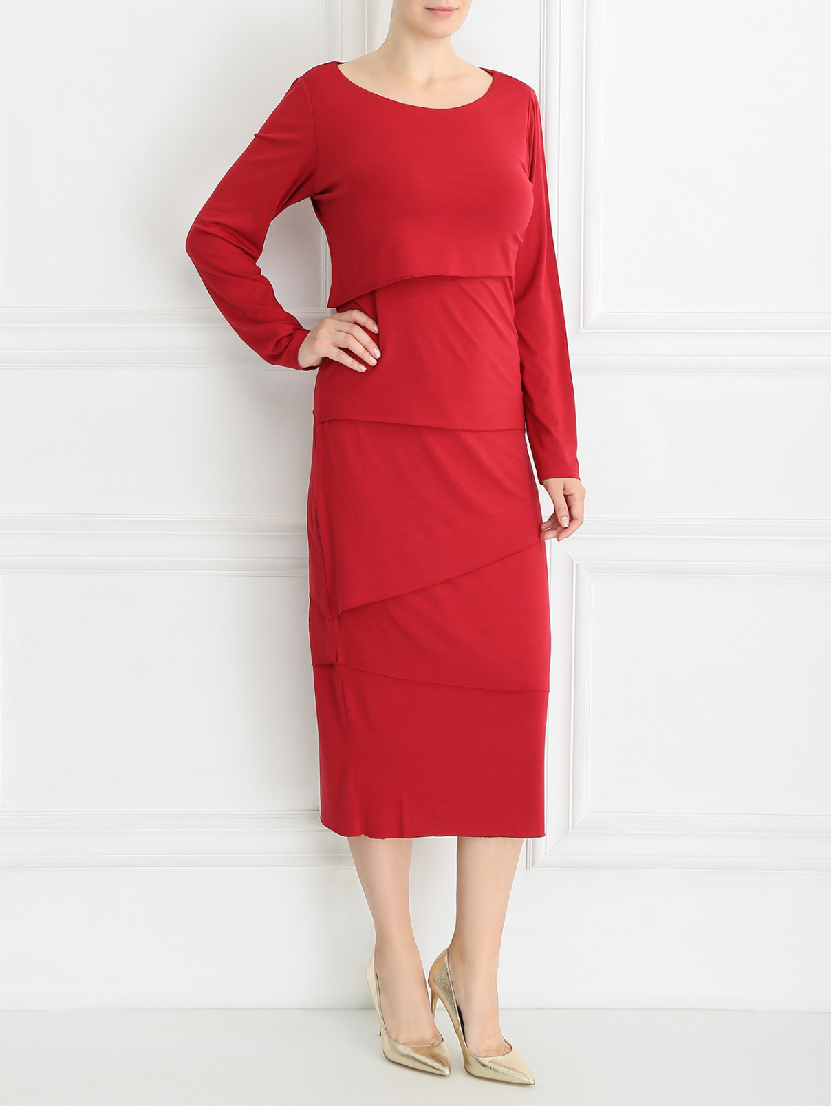 Платье с декоративными элементами Marina Rinaldi  –  Модель Общий вид  – Цвет:  Красный