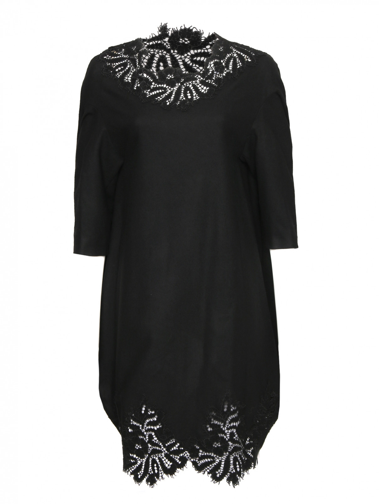 Платье из шерсти свободного кроя Ermanno Scervino  –  Общий вид  – Цвет:  Черный