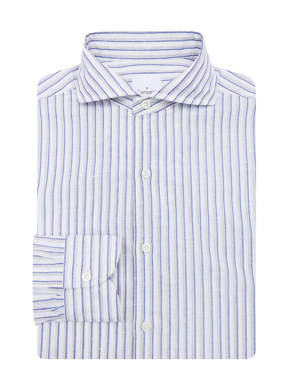 Рубашка из хлопка с узором Giampaolo  –  Общий вид  – Цвет:  Белый