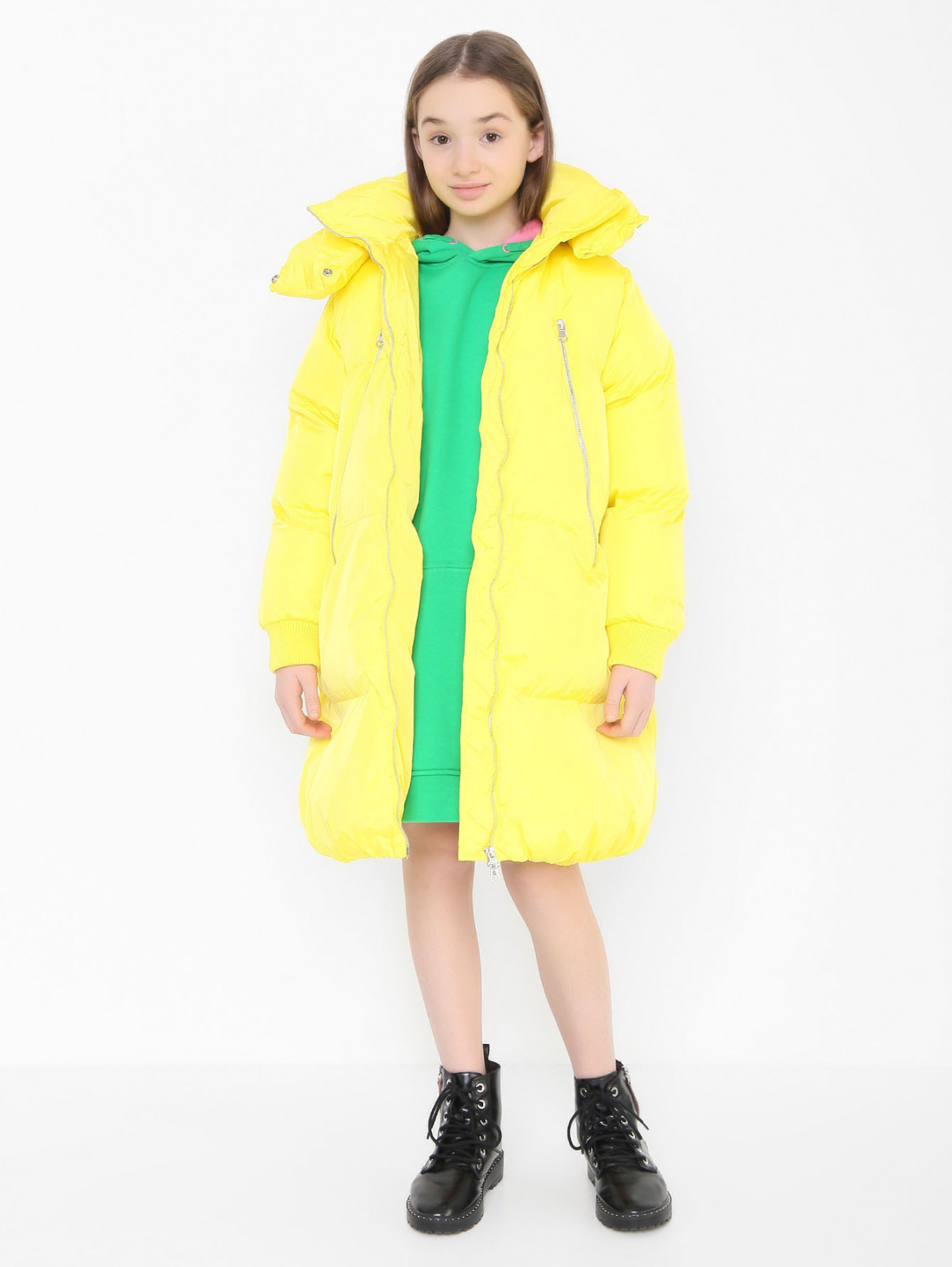 Утепленное пальто с манжетами MM6  –  МодельОбщийВид  – Цвет:  Желтый