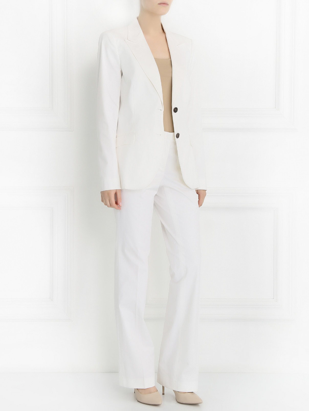 Брючный костюм из хлопка Alberto Biani  –  Модель Общий вид  – Цвет:  Белый