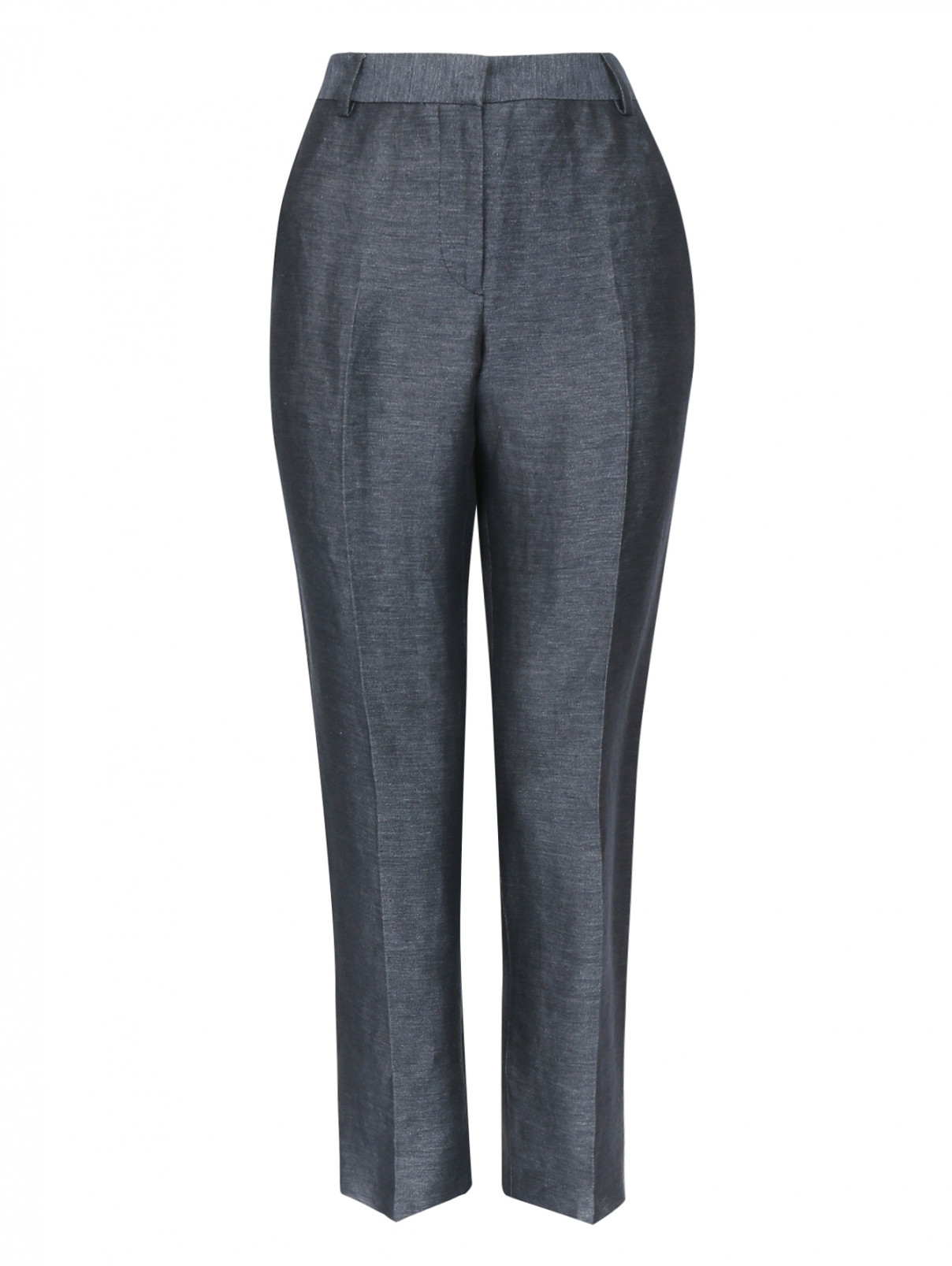 Укороченные брюки из льна и шелка Paul Smith  –  Общий вид  – Цвет:  Синий