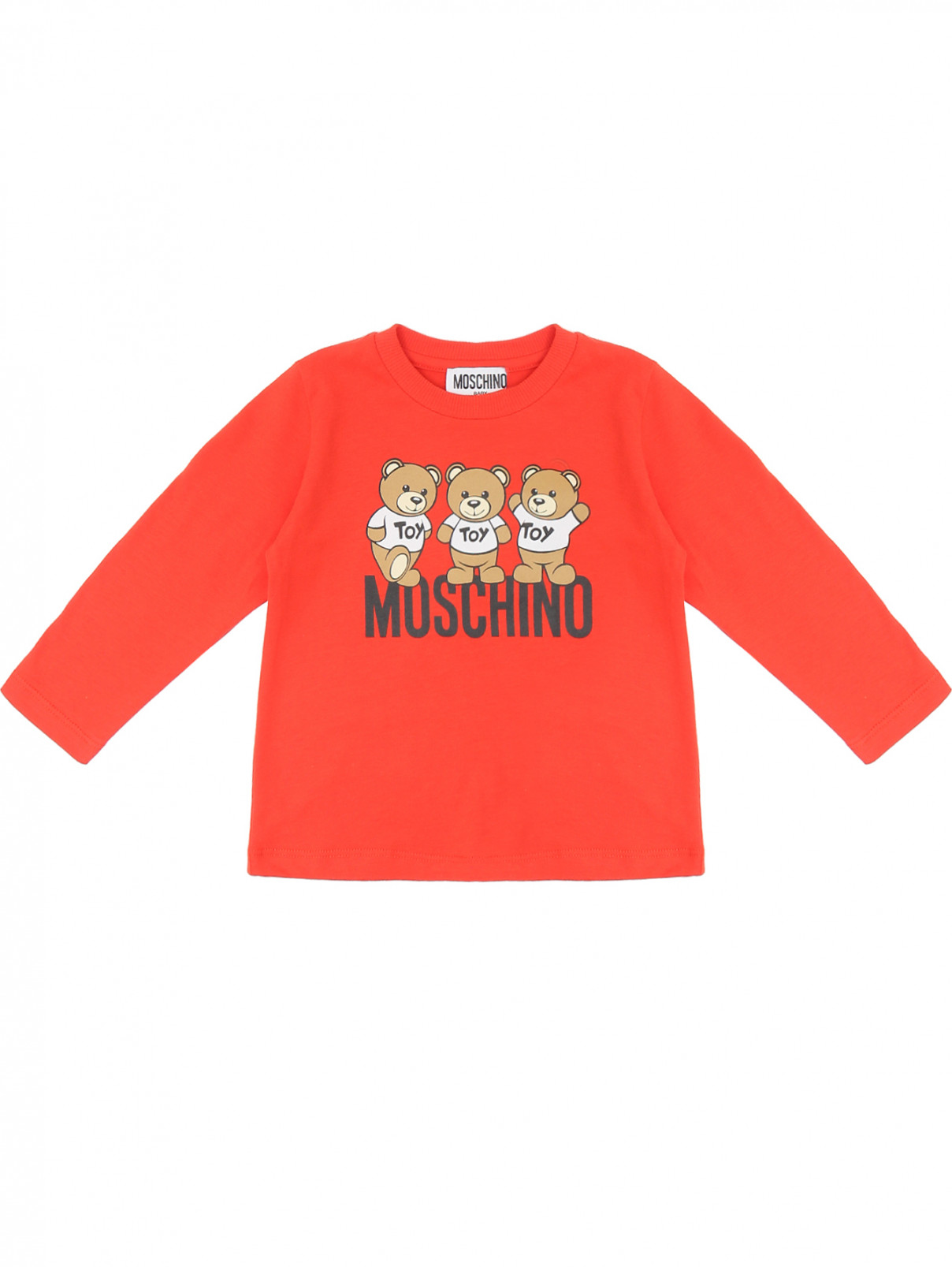 Лонгслив из фактурного хлопка Moschino  –  Общий вид  – Цвет:  Красный