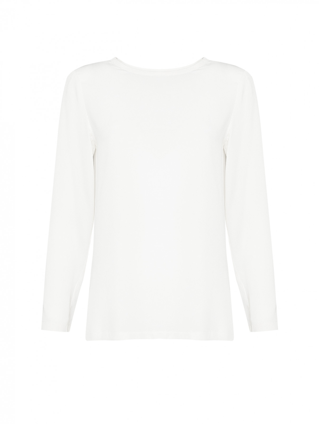 Блуза шелковая прямого кроя Max Mara  –  Общий вид  – Цвет:  Белый