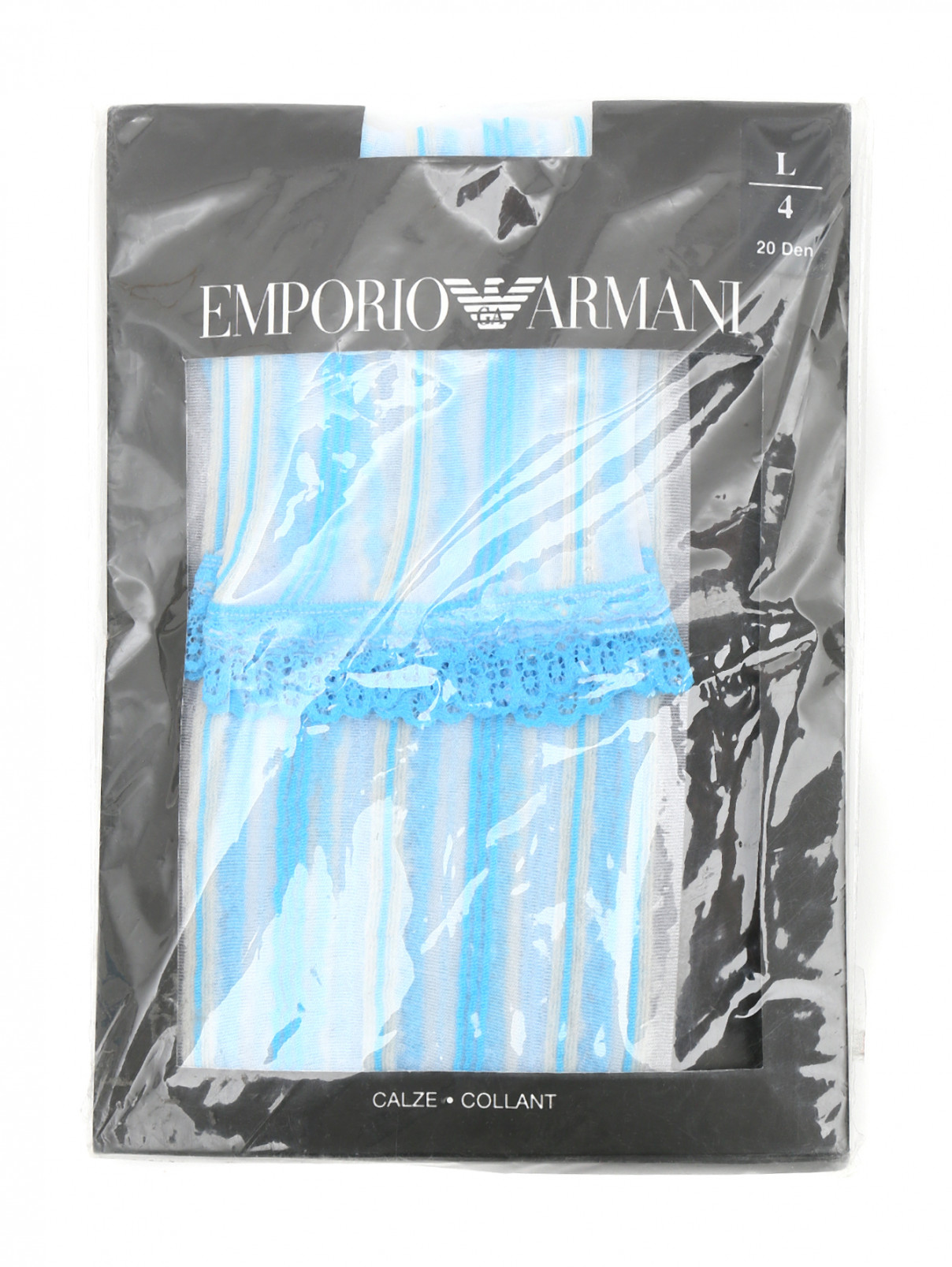 Чулки с узором "полоска" Emporio Armani  –  Общий вид  – Цвет:  Синий