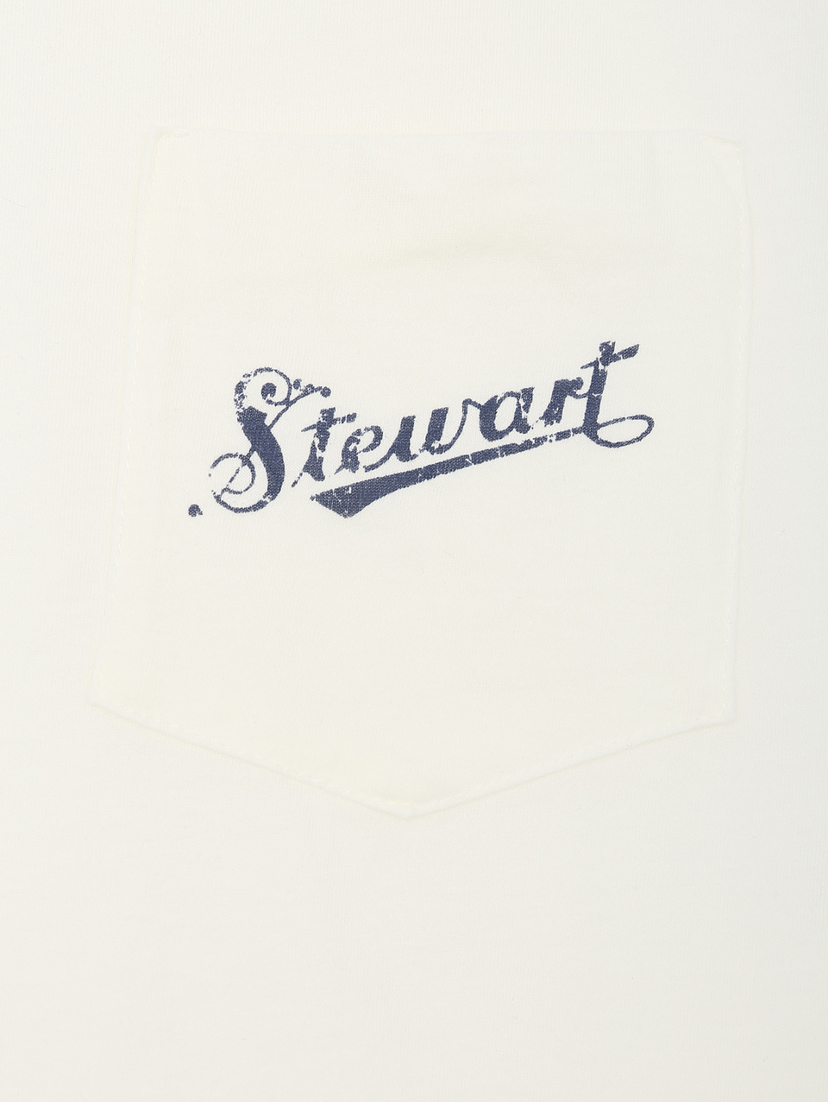 Однотонная футболка из хлопка Stewart  –  Деталь  – Цвет:  Белый