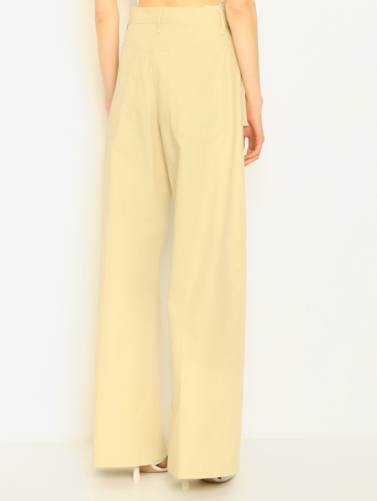 Однотонные брюки из хлопка Sportmax  –  МодельВерхНиз1  – Цвет:  Бежевый