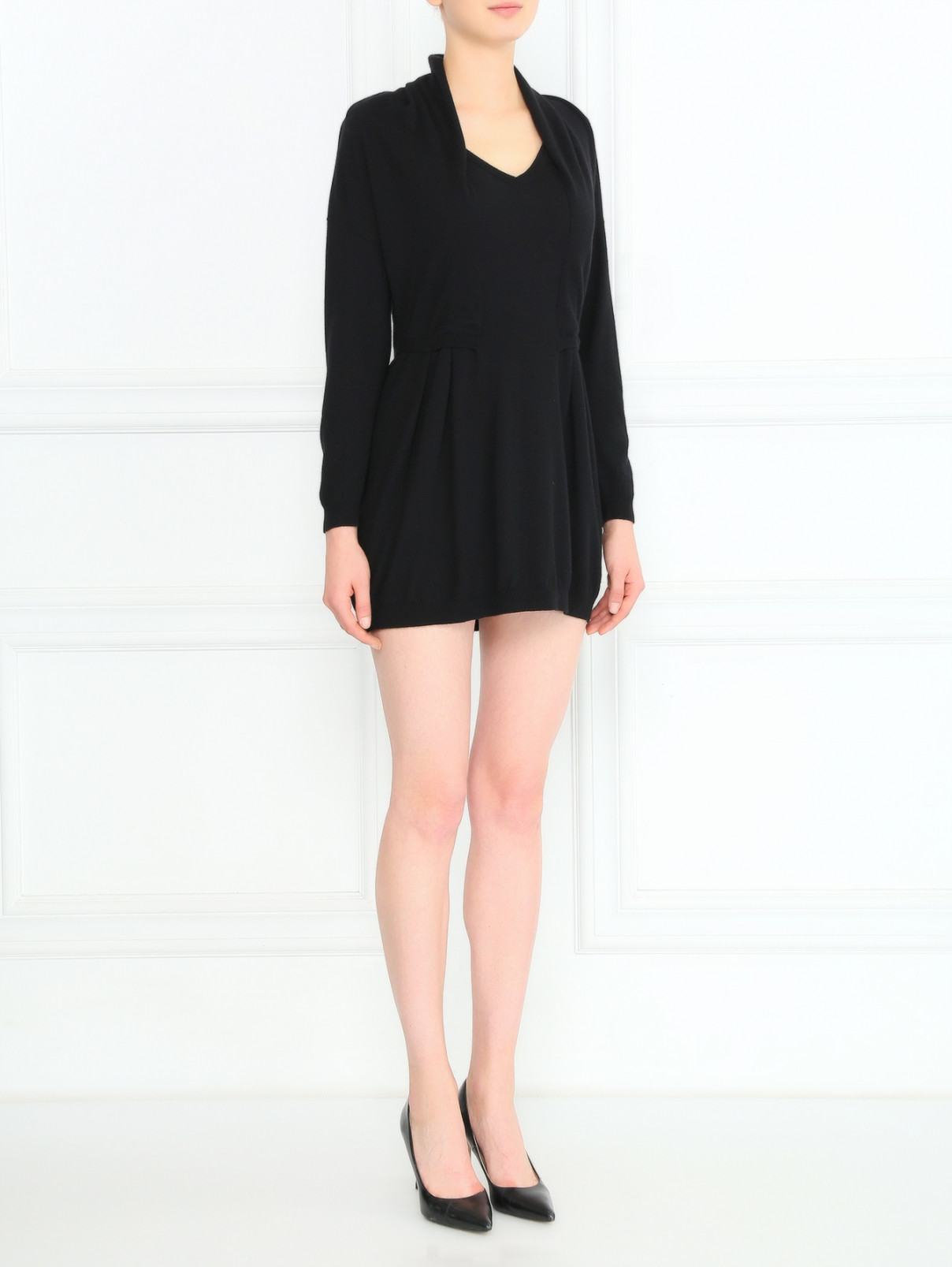 Платье из шерсти и кашемира Moschino  –  Модель Общий вид  – Цвет:  Черный