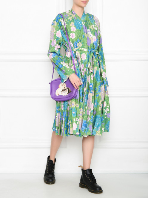 Платье плиссированное с цветочным принтом Balenciaga - МодельОбщийВид