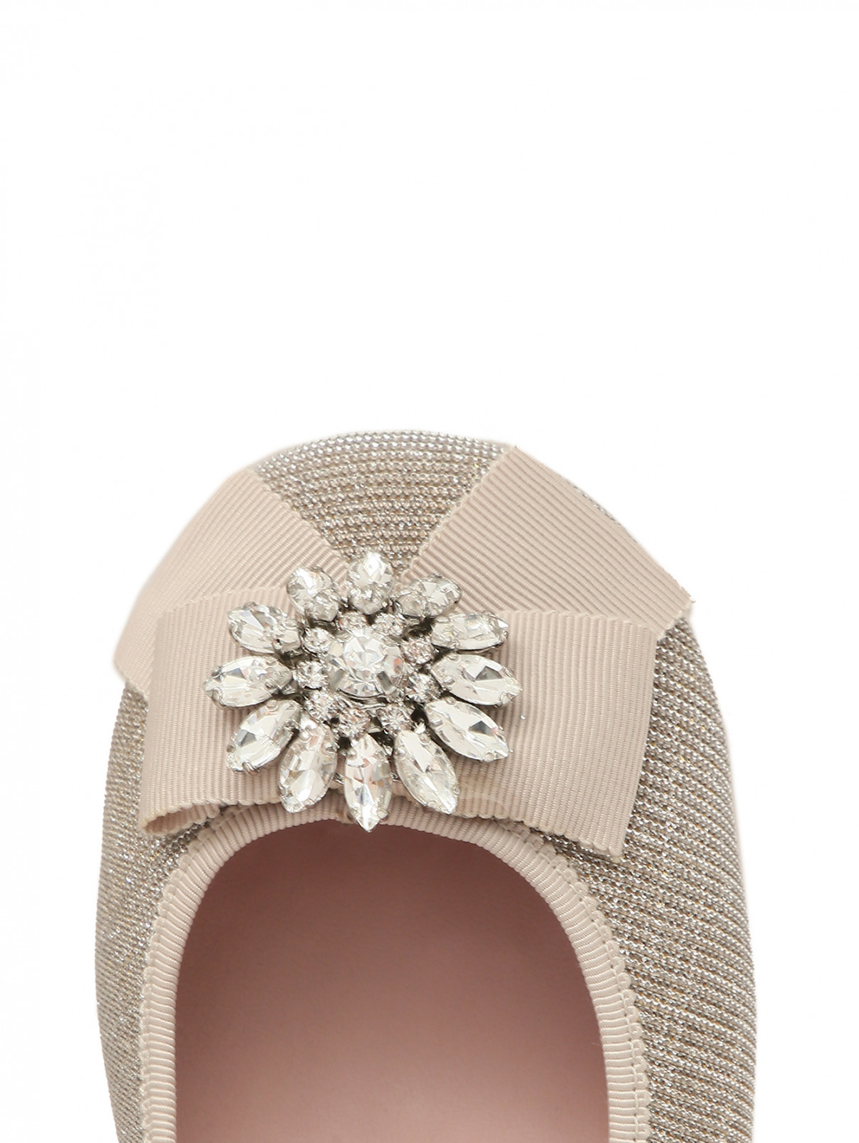 Балетки из текстиля с брошью Pretty Ballerinas  –  Деталь  – Цвет:  Золотой