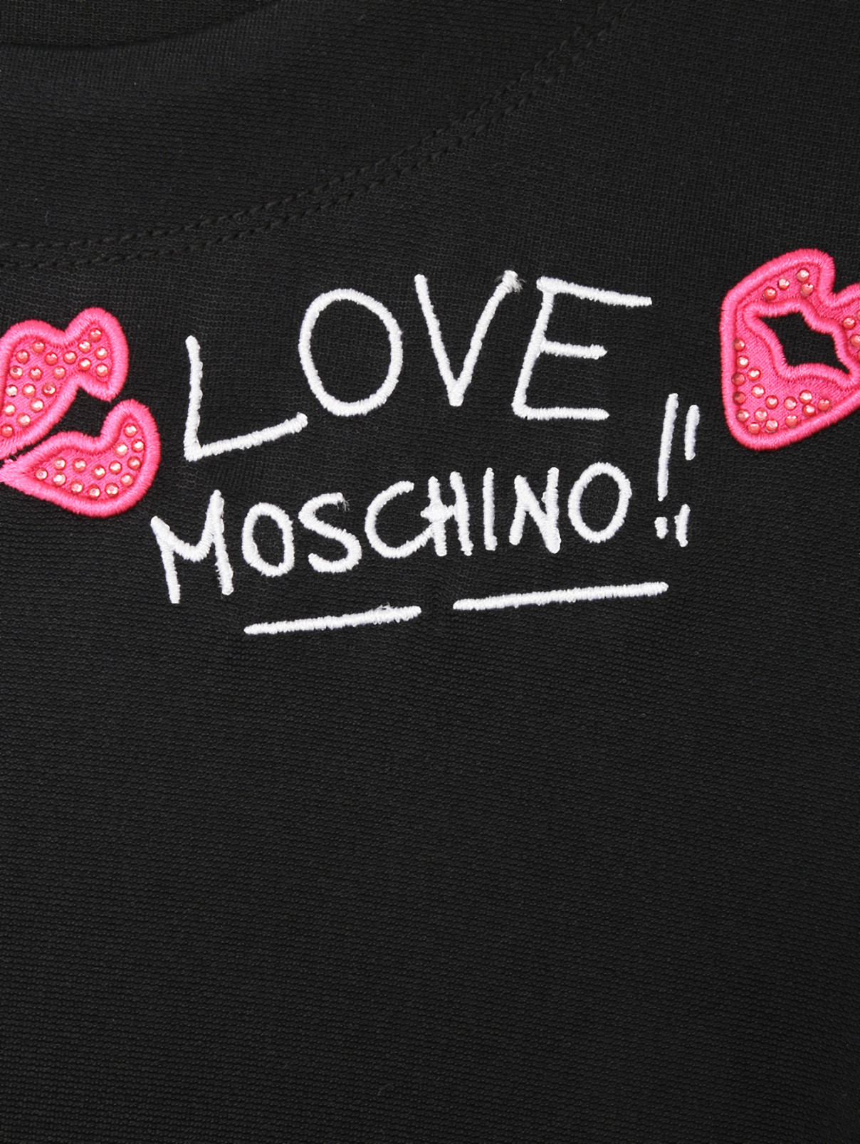 Трикотажное платье с вышивкой Moschino Love  –  Деталь  – Цвет:  Черный