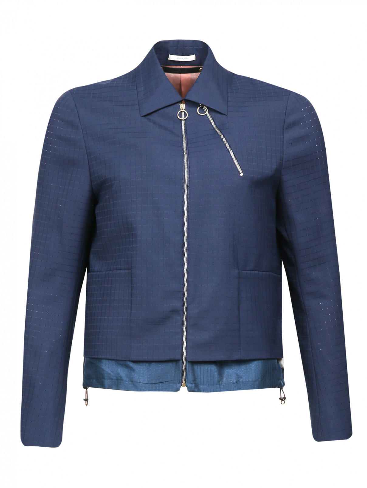 Куртка из тонкой шерсти с узором Paul Smith  –  Общий вид  – Цвет:  Синий