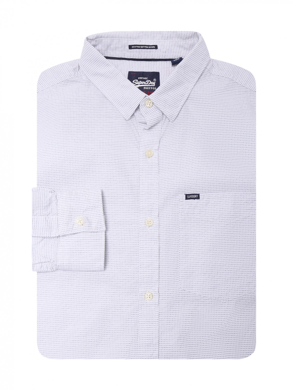 Рубашка из хлопка с карманом SuperDry  –  Общий вид  – Цвет:  Белый