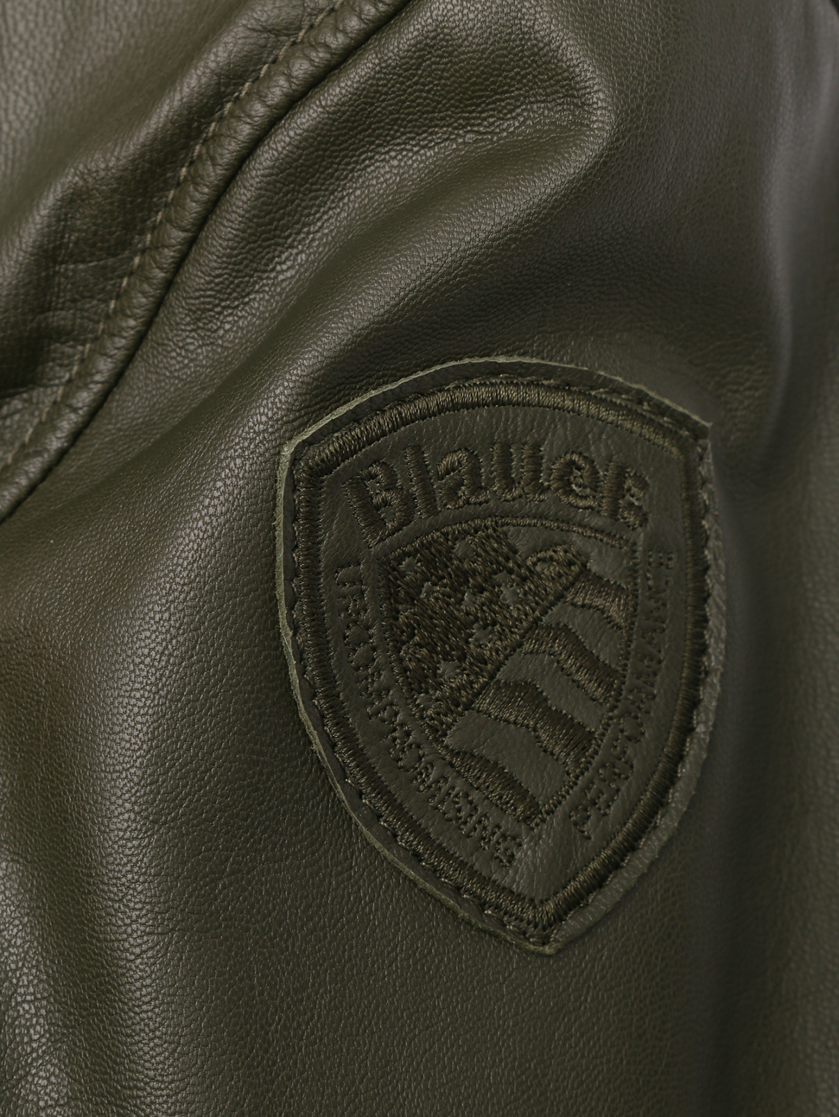 Куртка из кожи на молнии Blauer  –  Деталь1  – Цвет:  Зеленый