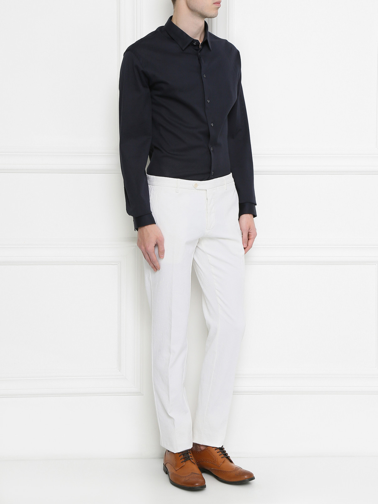 Рубашка из хлопка Emporio Armani  –  Модель Общий вид  – Цвет:  Черный
